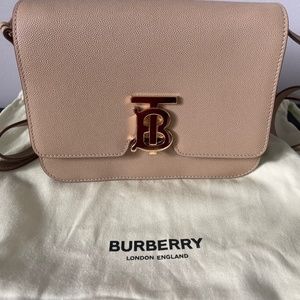 Burberry TB grainy leather crossbody bag - beige